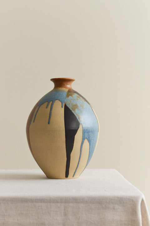 Vintage Studio Pottery Vase with Drip Glaze by Graham Peter Glynn