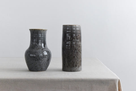 Vintage Studio Pottery Cylindrical Grey Glazed Vase by Youghal Pottery of Ireland