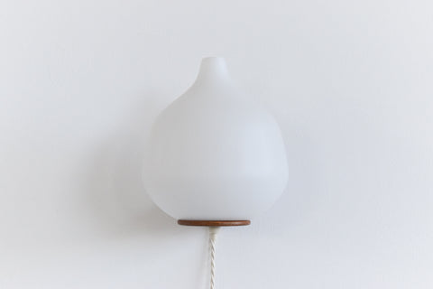 Vintage Swedish Bent Ply and Glass Opaline Wall Light by Uno & Östen Kristiansson for Luxus Vittsjö