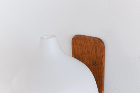 Vintage Swedish Bent Ply and Glass Opaline Wall Light by Uno & Östen Kristiansson for Luxus Vittsjö
