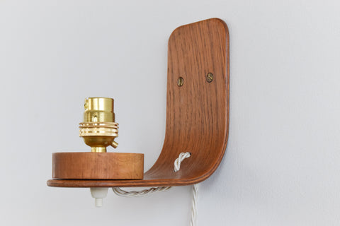 Vintage Swedish Bent Ply and Glass Opaline Wall Light by Uno & Östen Kristiansson for Luxus Vittsjö