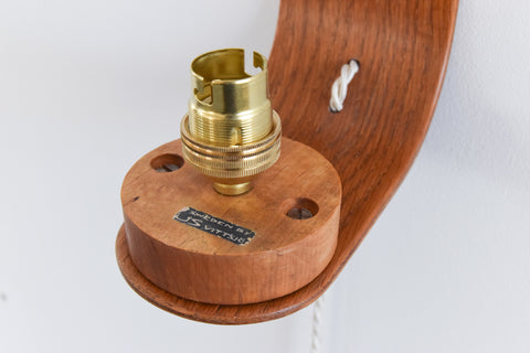 Vintage Swedish Bent Ply and Glass Opaline Wall Light by Uno & Östen Kristiansson for Luxus Vittsjö
