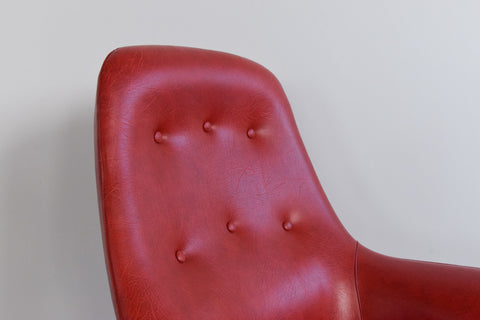 Vintage Swedish Red Vinyl Pod Chair by Swedfurn