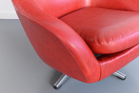 Vintage Swedish Red Vinyl Pod Chair by Swedfurn