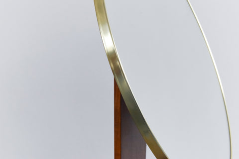 Vintage Table Top Boomerang Teak Vanity Mirror by Rowley