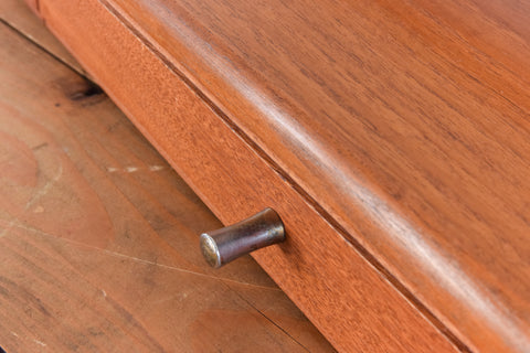 Vintage Table Top Teak Vanity Mirror with Drawers