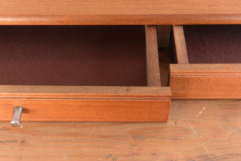 Vintage Table Top Teak Vanity Mirror with Drawers