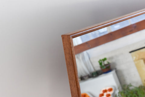 Vintage Table Top Teak Vanity Mirror with Drawers