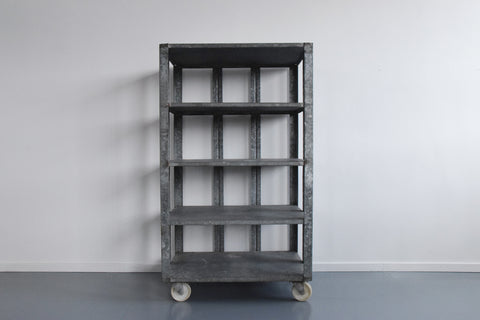 Vintage Galvanised Metal Factory Shelves on Castors