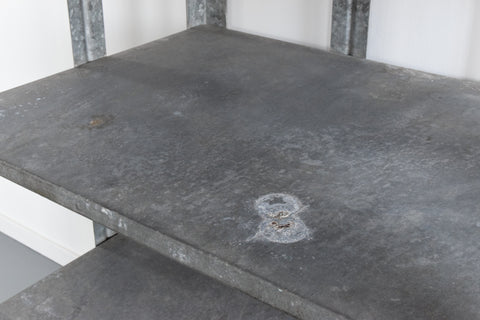 Vintage Galvanised Metal Factory Shelves on Castors