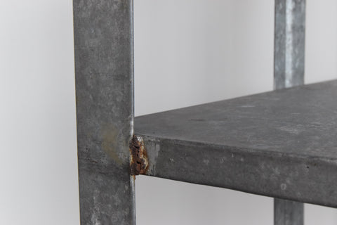 Vintage Galvanised Metal Factory Shelves on Castors