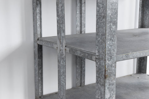 Vintage Galvanised Metal Factory Shelves on Castors
