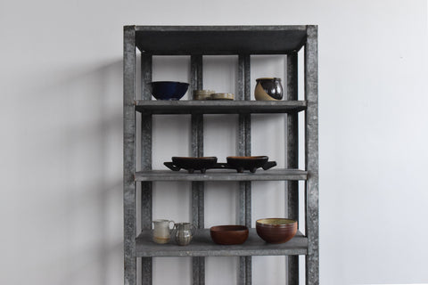 Vintage Galvanised Metal Factory Shelves on Castors