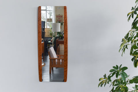 Vintage 1960s Long Wall Mirror with Teak Side Panels