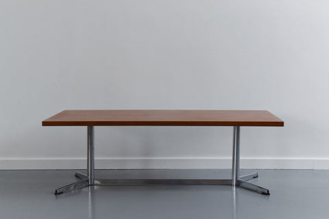Vintage Teak Coffee Table with Chrome Base