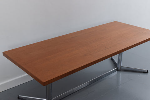 Vintage Teak Coffee Table with Chrome Base