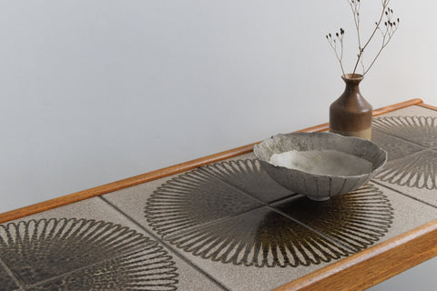 Vintage Teak Coffee Table with Pattern Tile Top
