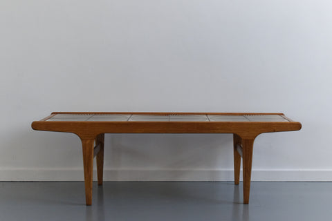 Vintage Teak Coffee Table with Pattern Tile Top