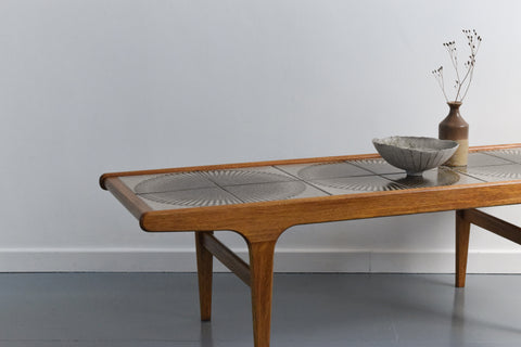 Vintage Teak Coffee Table with Pattern Tile Top