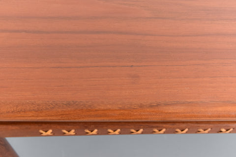 Vintage Teak Coffee Table with Rattan Magazine Shelf