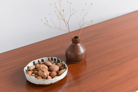 Vintage Teak Coffee Table with Rattan Magazine Shelf