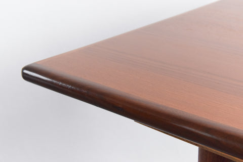 Vintage Teak Coffee Table with Rattan Magazine Shelf