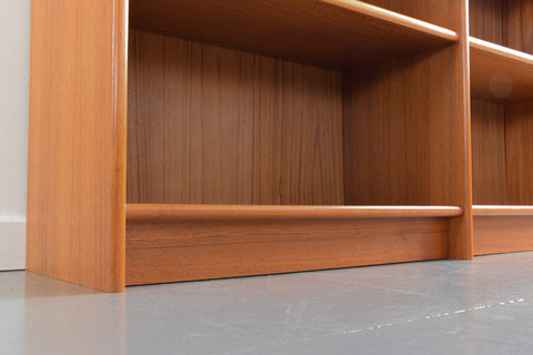 Vintage Tall Teak Danish Double Bookcase / Shelving Unit
