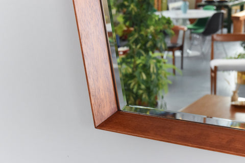 Vintage Teak Danish Style Framed Mirror