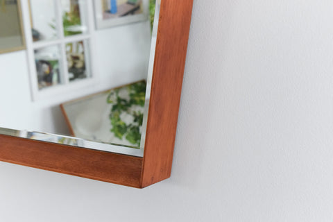 Vintage Teak Danish Style Framed Mirror