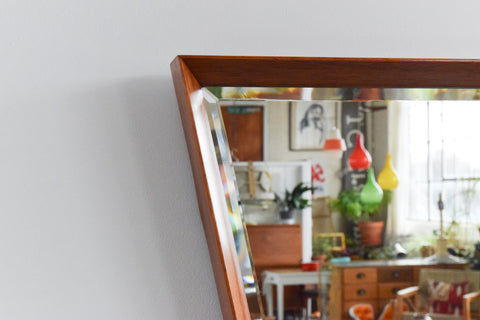 Vintage Teak Danish Style Framed Mirror
