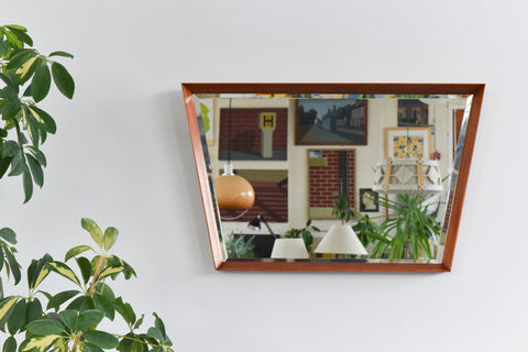 Vintage Teak Danish Style Framed Mirror