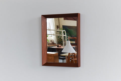 Vintage Teak Deep Framed Wall Mirror