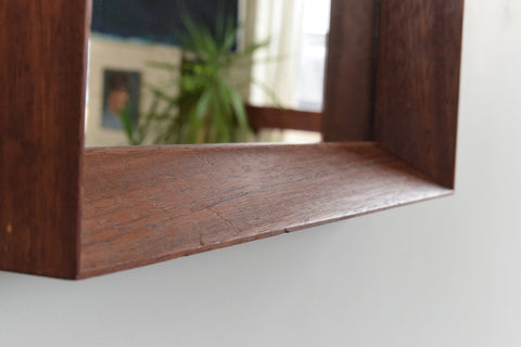 Vintage Teak Deep Framed Wall Mirror