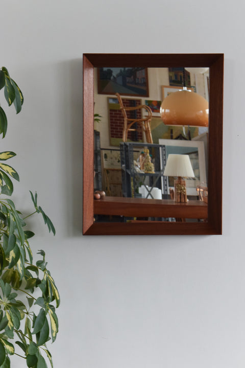 Vintage Teak Deep Framed Wall Mirror