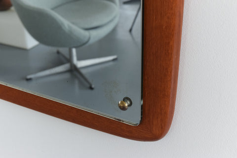 Vintage Large Danish Teak Float Mounted Wall Mirror