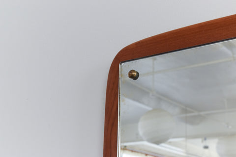 Vintage Large Danish Teak Float Mounted Wall Mirror