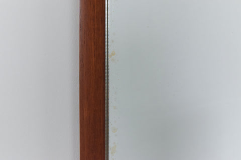 Vintage Large Danish Teak Float Mounted Wall Mirror