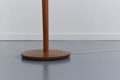 Vintage Wooden Floor Lamp with New Pleated White Shade