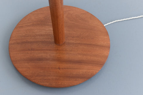 Vintage Wooden Floor Lamp with New Pleated White Shade