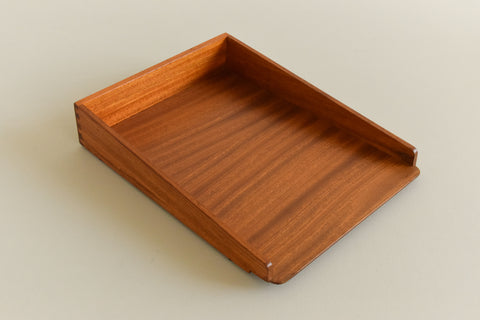 Vintage Teak Paper Tray and Letter Rack Set