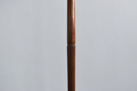 Vintage Teak Standing Floor Lamp with New Orange Shade