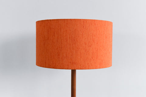 Vintage Teak Standing Lamp with New Orange Shade