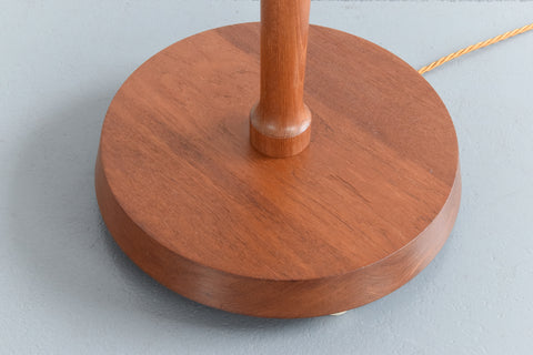 Vintage Teak Standing Lamp with New Orange Shade