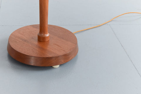 Vintage Teak Standing Lamp with New Orange Shade