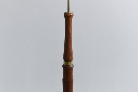 Vintage Teak Standing Lamp with New Pleated White Shade