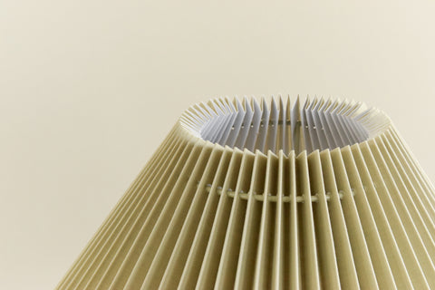Vintage Teak Table Lamp with New Sage Green Pleated Lampshade