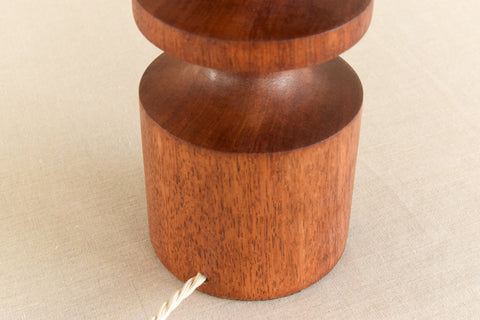 Vintage Teak Table Lamp with New Sage Green Pleated Lampshade