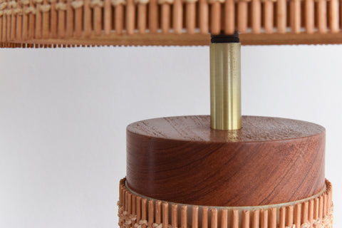 Vintage Teak and Rattan Table Lamp