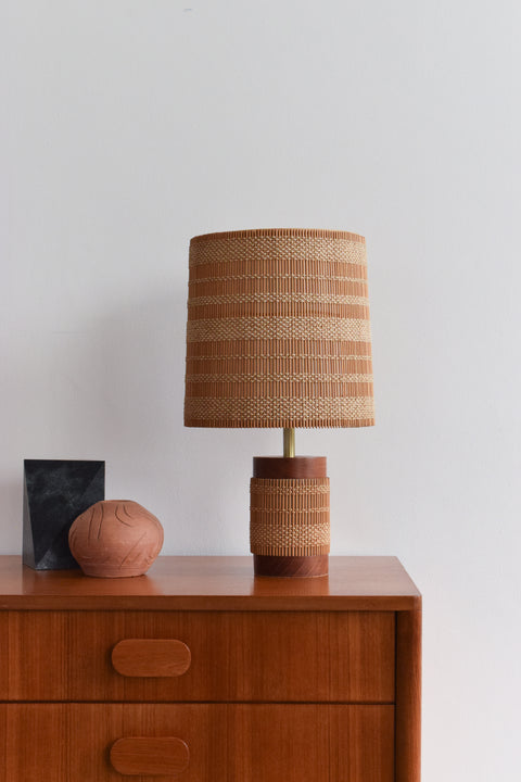 Vintage Teak and Rattan Table Lamp