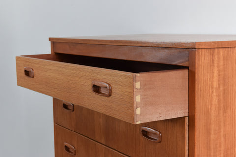 Vintage Teak Tallboy Chest of Drawers by Harris Lebus